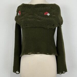 Womens Forest Fairy Goblincore Whimsigoth Cottage Mori Kei Sweater Sz M Mushroom